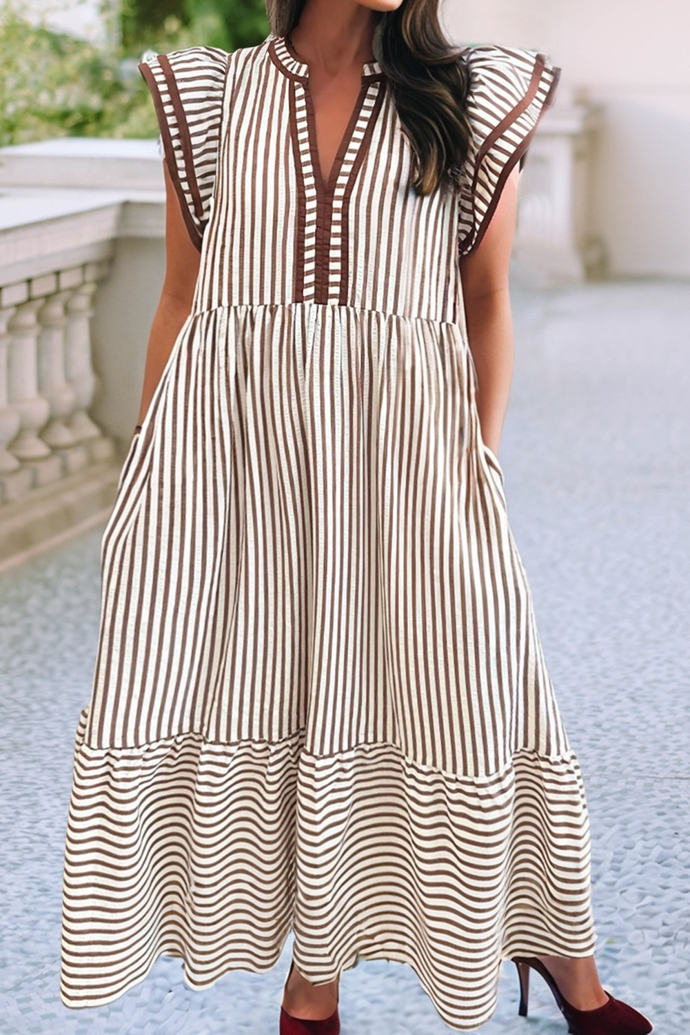 Sunday Stroll Striped Midi Dress