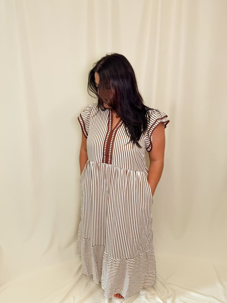 Sunday Stroll Striped Midi Dress
