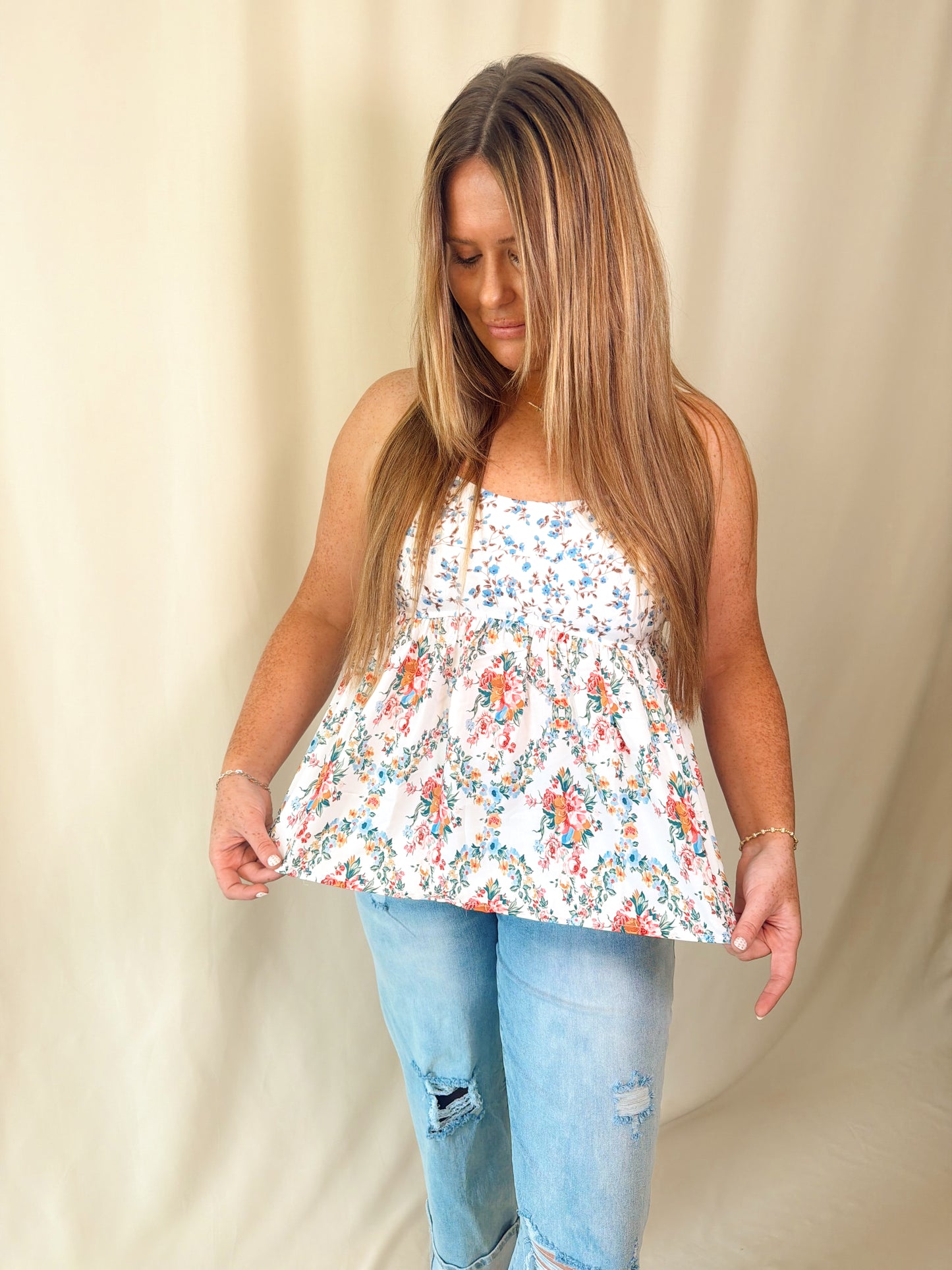 Western Floral Babydoll Top