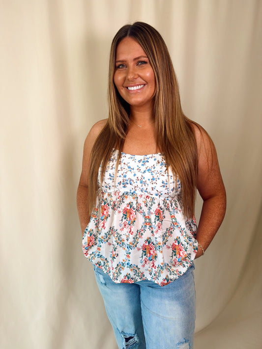 Western Floral Babydoll Top