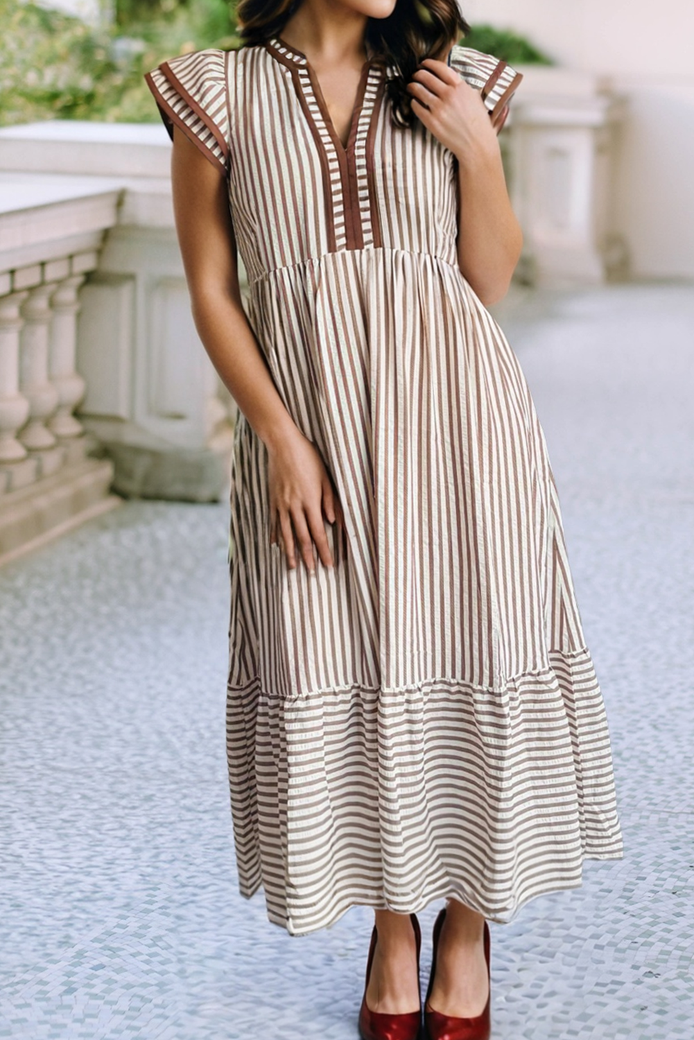 Sunday Stroll Striped Midi Dress