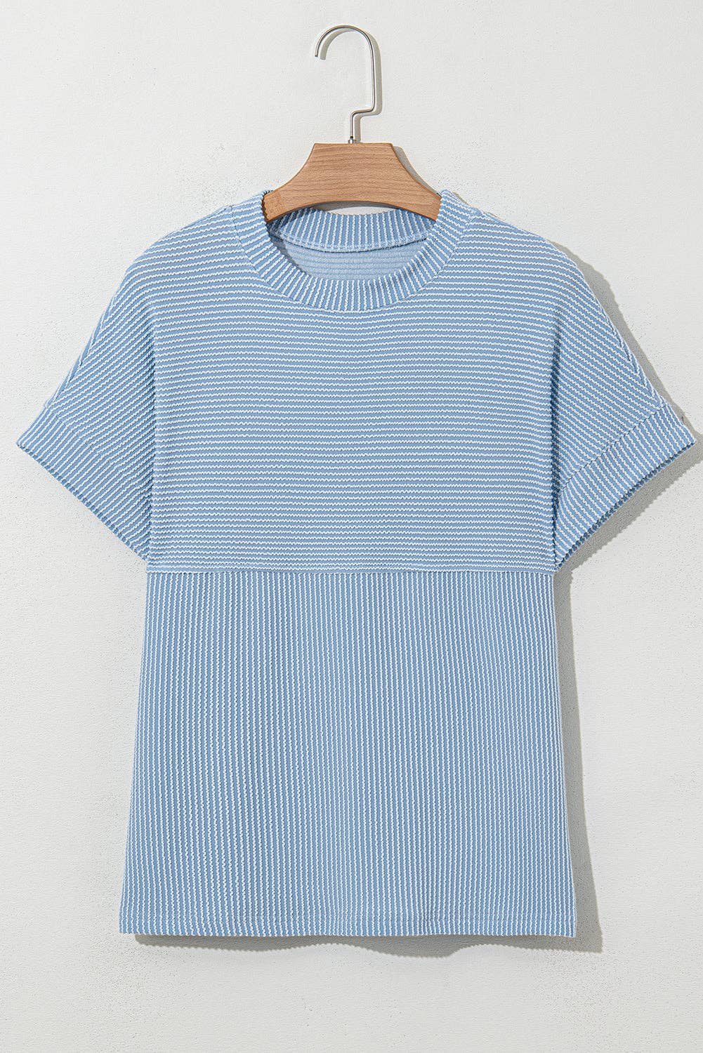 Cozy Mock Neck Corded Knit T-Shirt